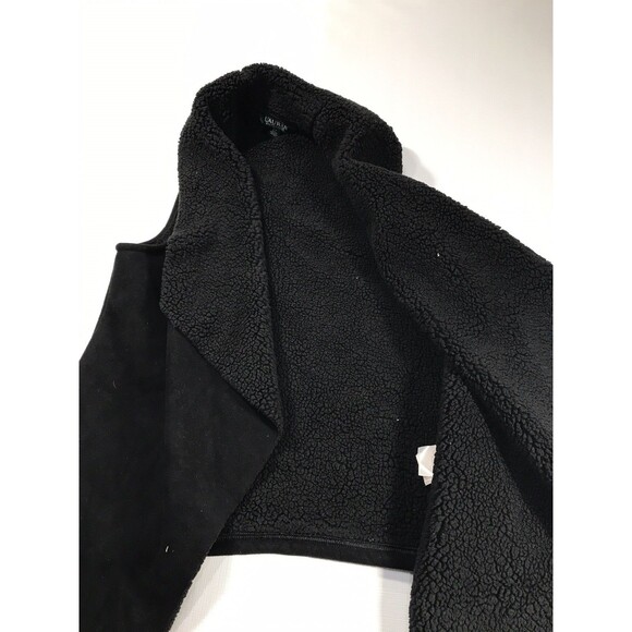 Ralph Lauren Velour Waterfall Vest Size Small Black Open Front - Picture 4 of 7